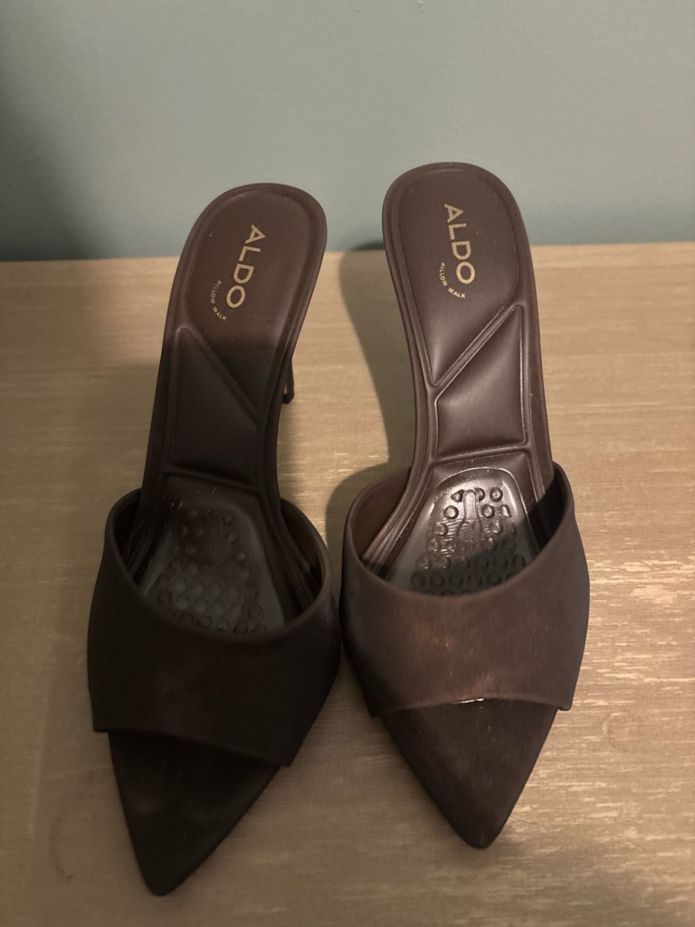 ALDO Brown Pointed Toe Slip-On Mules